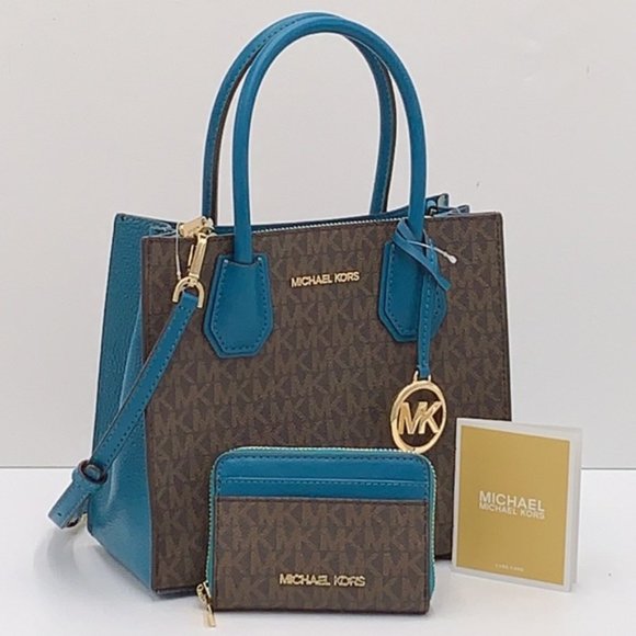Michael Kors Mercer Md Crossbody Messenger Bag & Jet Set Md ZA Card Case Wallet - Picture 4 of 16